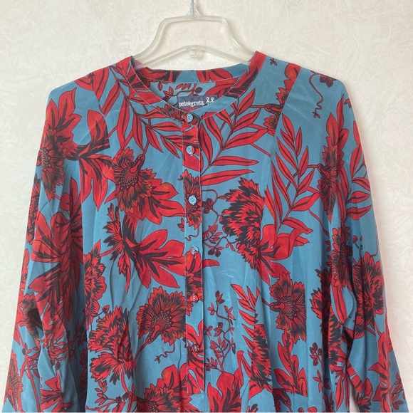 Johnny Was Pete & Greta Silk Floral Print Salon Long Sleeve Blouse Size 2X - Picture 4 of 11